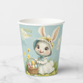 Paas Konijn Eieren Narcissen Vlinders Papieren Bekers (Voorkant)