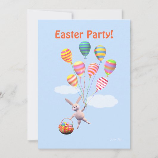 Paas Konijn en Ballonnen Feest Kaart (Voorkant)