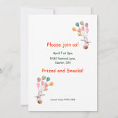 Paas Konijn en Ballonnen Feest Kaart (Achterkant)