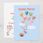 Paas Konijn en Ballonnen Feest Kaart (Voorkant / Achterkant)