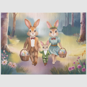 Paas Konijn Familie Op Jacht naar Eieren - Waterve Tissuepapier
