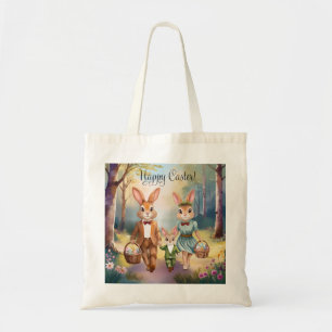 Paas Konijn Familie Op Jacht naar Eieren - Waterve Tote Bag