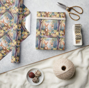 Paas Konijn Familie Op Zoek Naar Eieren - Waterver Cadeaupapier