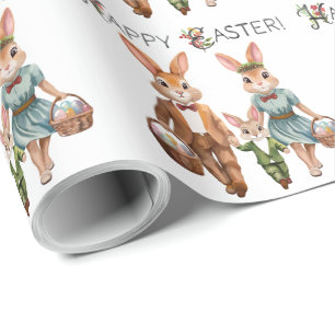 Paas Konijn Familie Op Zoek Naar Eieren - Waterver Cadeaupapier