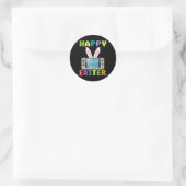 Paas Konijn Gamer Met Videogame Controller Ronde Sticker (Tas)