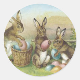 Paas Konijn Gekleurd Geschilderd Ei Veld Ronde Sticker