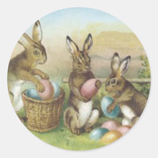Paas Konijn Gekleurd Geschilderd Ei Veld Ronde Sticker (Voorkant)