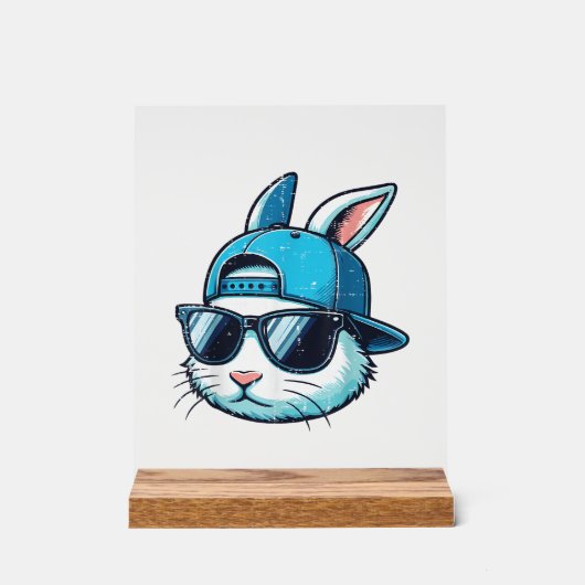 Paas Konijn Gezicht Honkbalpet Zonnebril Konijn B Acryl Bord (Voorkant)