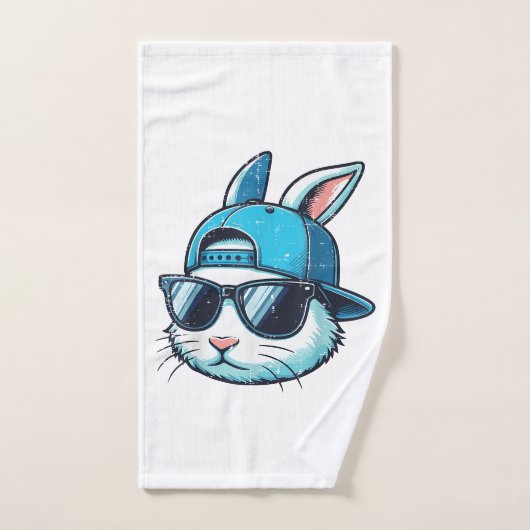 Paas Konijn Gezicht Honkbalpet Zonnebril Konijn B Handdoek (Handdoek)
