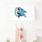 Paas Konijn Gezicht Honkbalpet Zonnebril Konijn B Spandoek (Insitu)