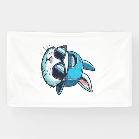 Paas Konijn Gezicht Honkbalpet Zonnebril Konijn B Spandoek (Horizontaal)