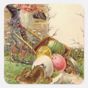 Paas Konijn Gnome Geschilderd Kleur Ei Vierkante Sticker