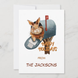 Paas Konijn in een Brievenbus met Vakantie Wensen  Feestdagenkaart