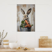 Paas Konijn In Emmer Met Wortels Print, Lente Poster (Keuken)
