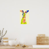 Paas konijn knuffel waterverf poster (Keuken)