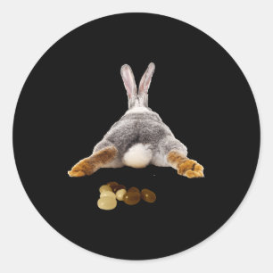 Paas konijn kont staart grappige poep jelly bonen ronde sticker