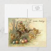 Paas Konijn Kuiken Gekleurde Geverfde Ei Vlag Feestdagenkaart (Voorkant / Achterkant)