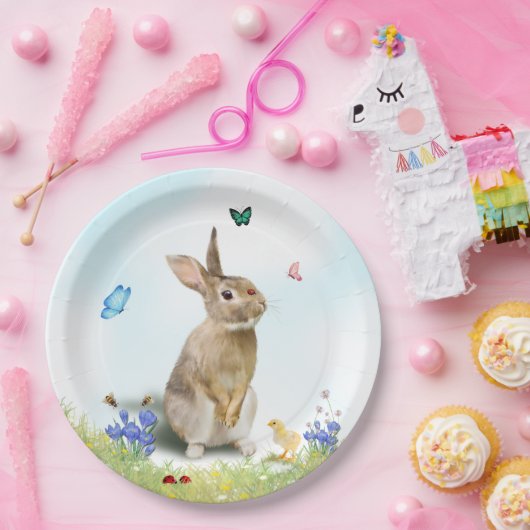 Paas Konijn Kuiken Lieveheersbeestjes Vlinders Kro Papieren Bordje (Feest)