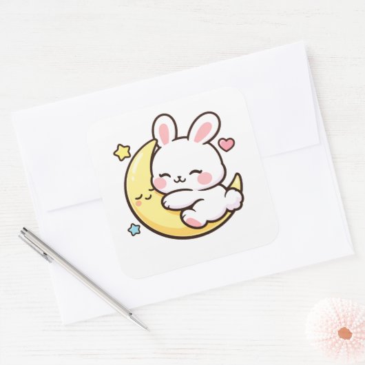 Paas Konijn Maan Sticker | Lente Cadeau Idee (Envelop)