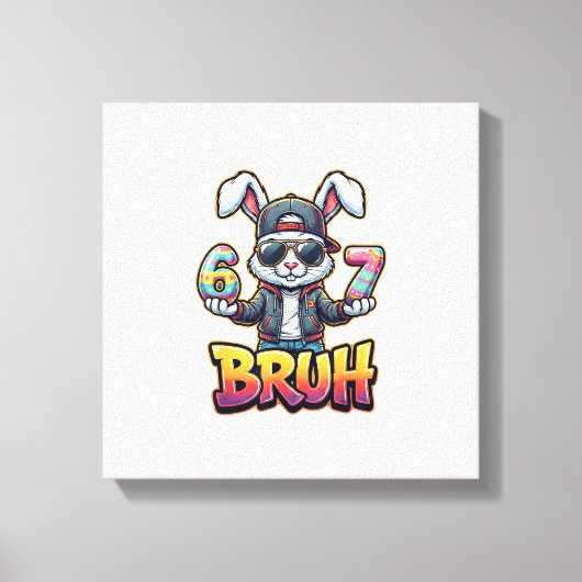 Paas Konijn Meme Bruh Grappig 6 7 Paaseieren Desi Canvas Afdruk (Voorkant)