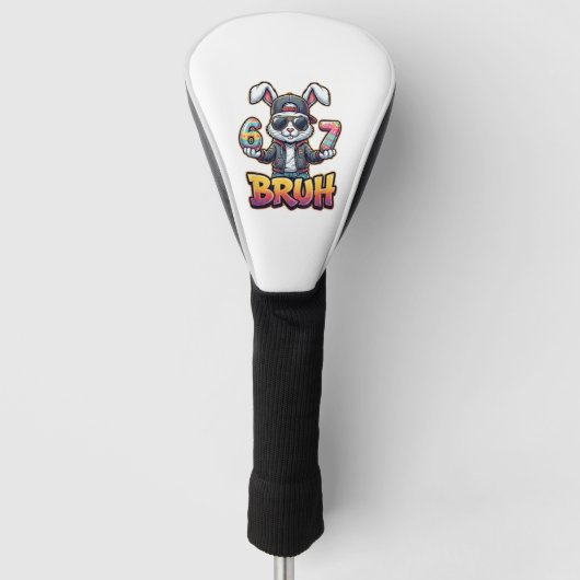 Paas Konijn Meme Bruh Grappig 6 7 Paaseieren Desi Golfheadcover (Voorkant)