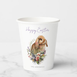 Paas Konijn met Bloemen Papieren Bekers