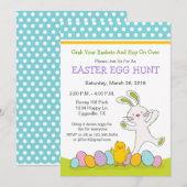 Paas Konijn met kuiken Paaseieren Jacht Uitnodigin Kaart (Voorkant / Achterkant)