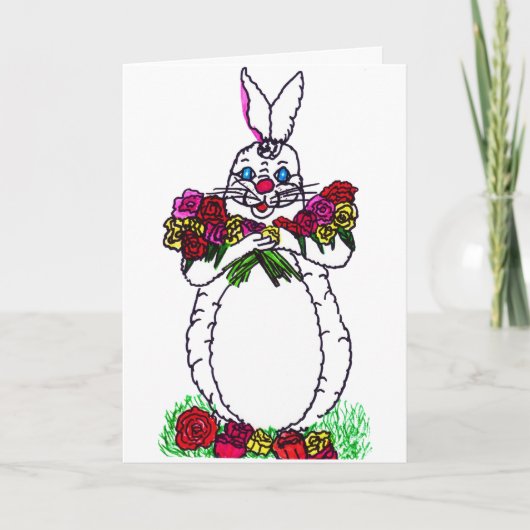 PAAS KONIJN MET ROZEN kaart (Voorkant)