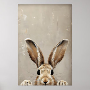 Paas Konijn Oren Print, Vintage Rustieke Konijn Poster