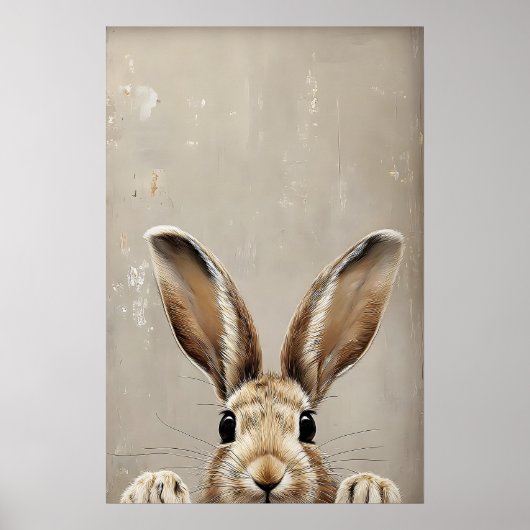 Paas Konijn Oren Print, Vintage Rustieke Konijn Poster (Voorkant)