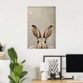 Paas Konijn Oren Print, Vintage Rustieke Konijn Poster (Thuiskantoor)