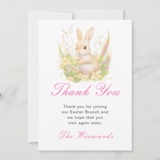 Paas Konijn Pasen Brunch Bedankkaart (Voorkant)