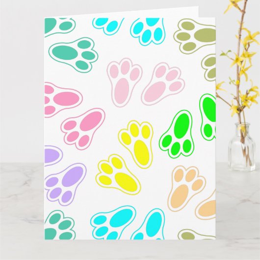 Paas Konijn Pootafdruk Patroon Kaart (Gele Bloem)