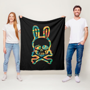 Paas Konijn Retro Tie Dye Konijn Schedel Kruis Bot Fleece Deken