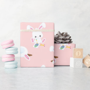 Paas Konijn Roze Herhalend Patroon Cadeaupapier