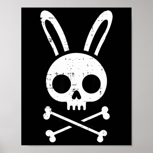 Paas Konijn Schedel Kruis Botten Konijn Goth Manne Poster (Voorkant)