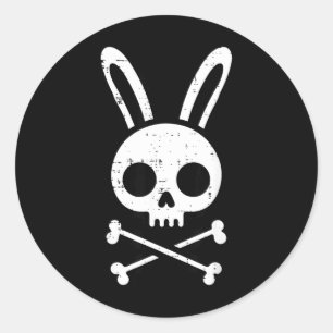 Paas Konijn Schedel Kruis Botten Konijn Goth Manne Ronde Sticker