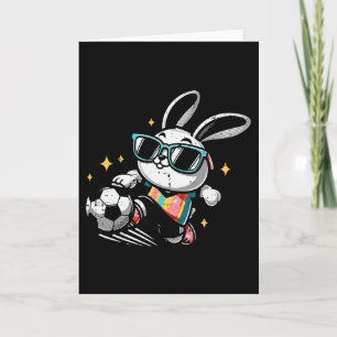 Paas Konijn Speelt Voetbal Schattig Voetbal Jongen Kaart