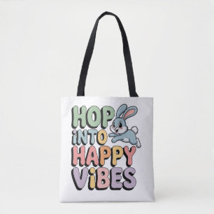Paas Konijn Tote Zak Gelukkig Met Positieve Vibes Bag