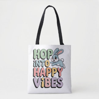 Paas Konijn Tote Zak Gelukkig Met Positieve Vibes Bag