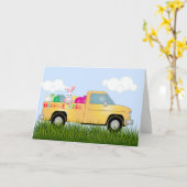 Paas Konijn Truck Kaart (Gele Bloem)
