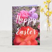 Paas Konijn Tuin Rood Roze Roos Lente bloem Kaart (Gele Bloem)