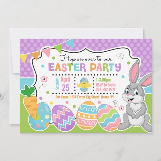 Paas Konijn Uitnodiging Kinderen (Voorkant)