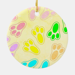 Paas Konijn Voet Patroon Vintage Stijl Keramisch Ornament