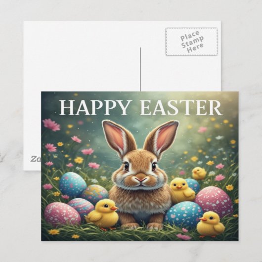 Paas Konijn Wenskaart Briefkaart (Voorkant / Achterkant)