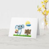 Paas Konijn wenst een gelukkig Pasen Kaart (Gele Bloem)