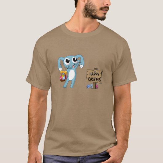Paas Konijn wenst Prettig Pasen T-shirt (Voorkant)