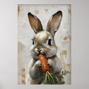 Paas Konijn Wortel Print, Lente Konijn Poster