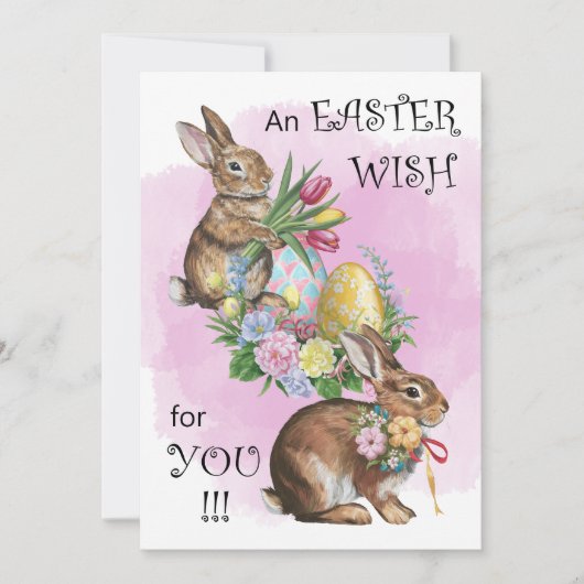 Paas Konijnen & Eieren Waterverf Plat Kerstkaart (Voorkant)