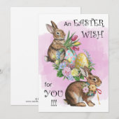 Paas Konijnen & Eieren Waterverf Plat Kerstkaart (Voorkant / Achterkant)